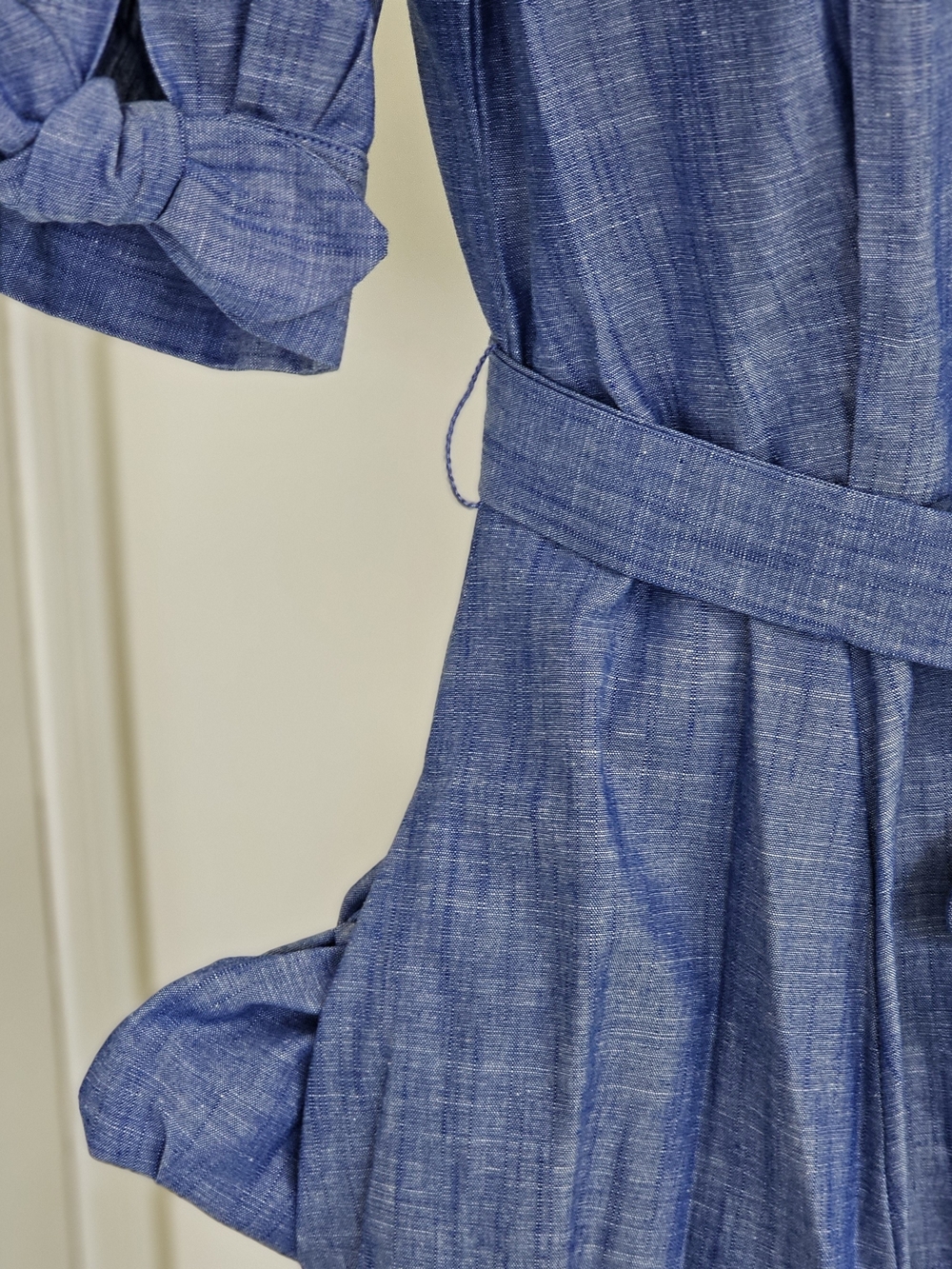 NWT - Summer Calvin Klein Blue Shirt-Waist Tie Midi Dress, Size US 8 - Picture 8 of 11
